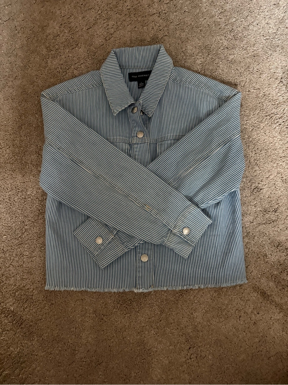 Kids' Light Blue Striped Jean Jacket